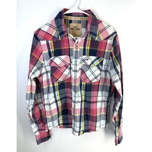 HOLLISTER Pearl Snap Long Sleeve Western Shirt Men's Large Plaid